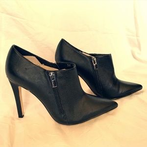 NWOT Calvin Klein Heeled Black Leather Bootie